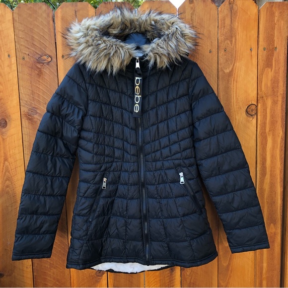Bebe Sport - Hooded Anorak Parka Puffer Jacket w/Removable Faux Fur Trim - Picture 2 of 16